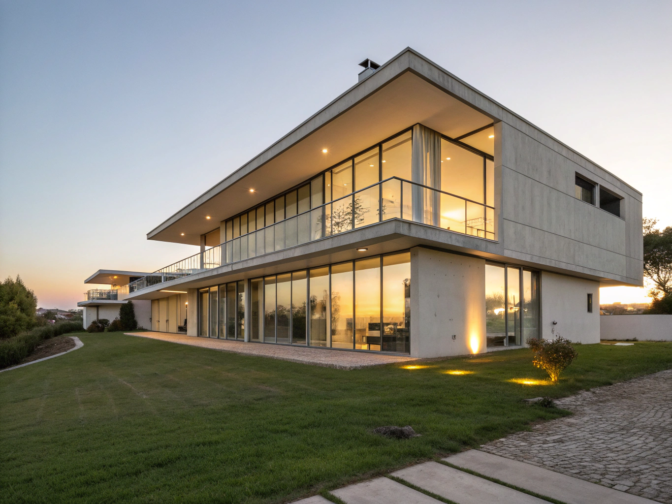 Modern architectural home with glass walls